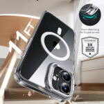 ESR - Classic Hybrid HaloLock Kickstand - iPhone 16 Plus - Clear Black