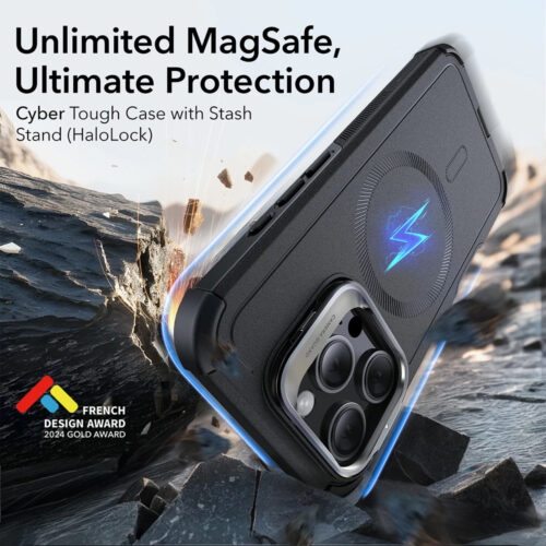 ESR - Cyber Armor Kickstand - iPhone 16 Pro Max - Black