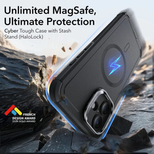 ESR - Cyber Armor Kickstand - iPhone 16 - Black