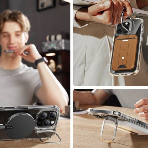 ESR - Classic Hybrid HaloLock Kickstand + Tempered Glass - iPhone 16 Pro - Clear