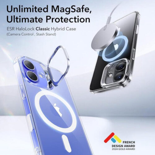 ESR - Classic Hybrid HaloLock Kickstand - iPhone 16 - Clear