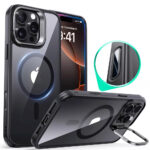ESR - Classic Hybrid HaloLock Kickstand - iPhone 16 Pro - Clear Black
