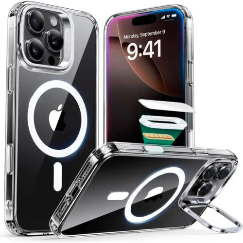 ESR - Classic Hybrid HaloLock Kickstand - iPhone 16 Pro Max - Clear