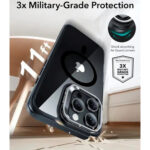 ESR - Classic Hybrid HaloLock Kickstand - iPhone 16 Pro Max - Clear Black