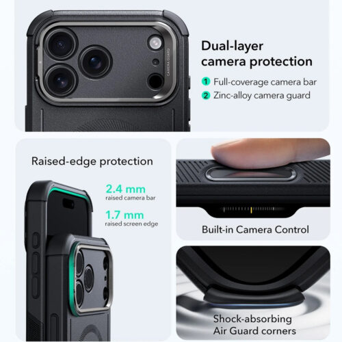 ESR - Cyber Armor Kickstand - iPhone 17 Pro Max - Black
