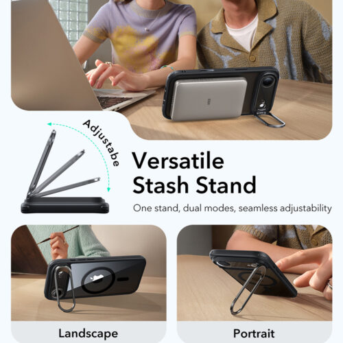 ESR - Classic Hybrid HaloLock Kickstand - iPhone 17 Air - Clear Black