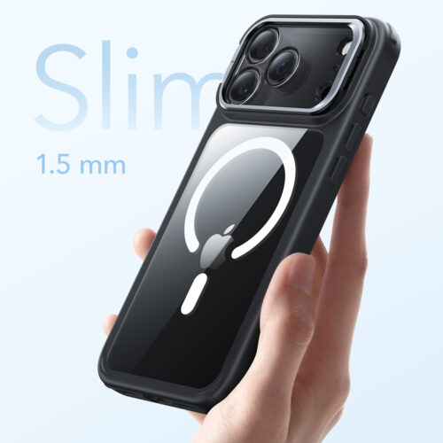 ESR - Classic Hybrid HaloLock Kickstand - iPhone 17 Pro Max - Clear Black