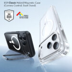 ESR - Classic Hybrid HaloLock Kickstand - iPhone 17 Pro - Clear Black