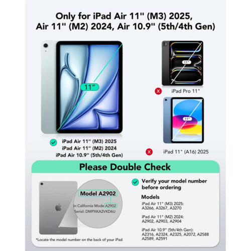 ESR - Flex Keyboard Case - iPad Air 4 (2020) / Air 5 (2022) / Air 11 (2024) / Air 11 (2025) / Air 11 (2026) - Dark Gray
