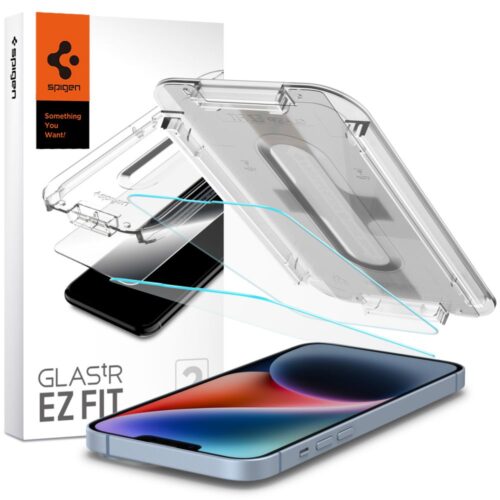 Spigen - (2 pack) Glas.tR EZ-FIT (AGL03385) - iPhone 13 / iPhone 13 Pro / iPhone 14 / iPhone 16e / iPhone 17e - Clear