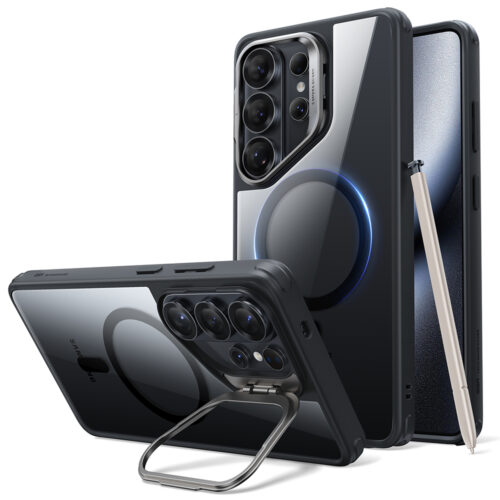ESR - Classic Hybrid HaloLock Kickstand - Samsung Galaxy S26 Ultra - Clear Black