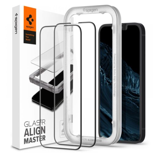 Spigen - (2 pack) Glas.tR Align Master (AGL03387) - iPhone 13 / iPhone 13 Pro / iPhone 14 / iPhone 16e / iPhone 17e - Black