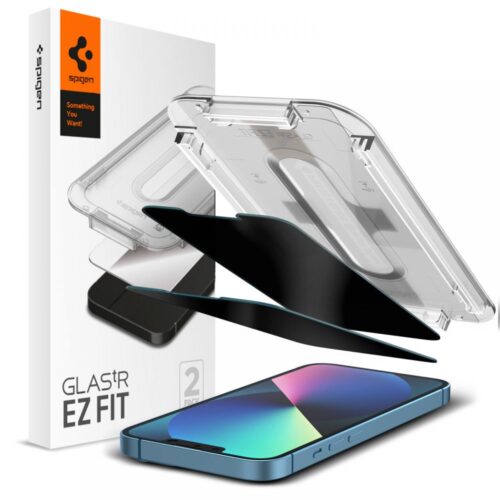 Spigen - (2 pack) Glas.tR EZ-FIT (AGL03388) - iPhone 13 / iPhone 13 Pro / iPhone 14 / iPhone 16e / iPhone 17e - Privacy