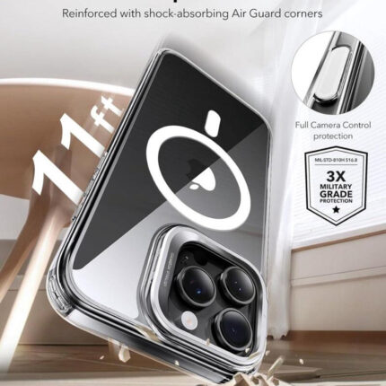 ESR - Classic Hybrid HaloLock Kickstand - iPhone 16 Pro - Clear