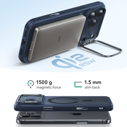 ESR - Classic Hybrid HaloLock Kickstand - iPhone 17 Pro - Frosted Blue