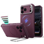 ESR - Cyber Armor Kickstand - iPhone 18 Pro / iPhone 17 Pro - Frosted Deep Burgundy