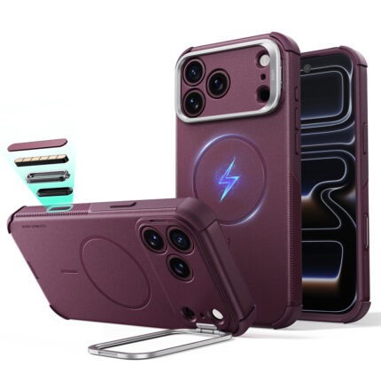 ESR - Cyber Armor Kickstand - iPhone 18 Pro / iPhone 17 Pro - Frosted Deep Burgundy